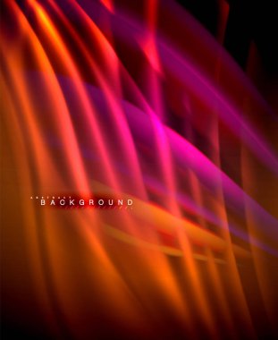 Neon parlayan dalga, sihirli enerji ve ışık arka plan. Vektör duvar kağıdı şablonu