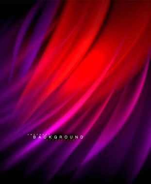 Neon parlayan dalga, sihirli enerji ve ışık arka plan. Vektör duvar kağıdı şablonu