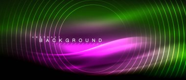 Neon parlayan çizgiler, sihirli enerji uzay ışığı konsepti, soyut arka plan duvar kağıdı tasarımı