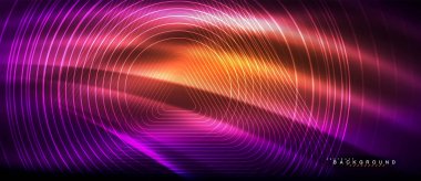 Neon parlayan çizgiler, sihirli enerji uzay ışığı konsepti, soyut arka plan duvar kağıdı tasarımı