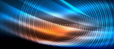 Neon parlayan çizgiler, sihirli enerji uzay ışığı konsepti, soyut arka plan duvar kağıdı tasarımı