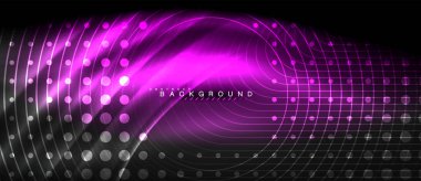 Neon parlak çizgiler, sihirli enerji alanı ışık kavramı, arka plan duvar kağıdı tasarım, vektör çizim