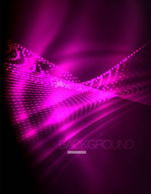 Yumuşak ışık efekti, parlak parlak neon koyu arka plan üzerinde düz çizgiler. Enerji Teknoloji fikir. Vektör çizim