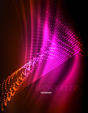 Yumuşak ışık efekti, parlak parlak neon koyu arka plan üzerinde düz çizgiler. Enerji Teknoloji fikir