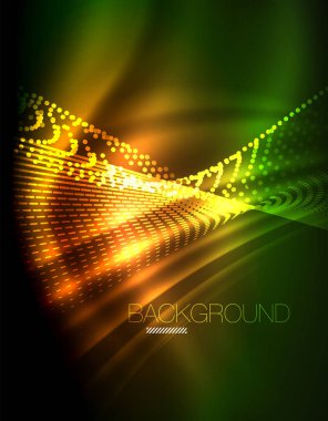 Yumuşak ışık efekti, parlak parlak neon koyu arka plan üzerinde düz çizgiler. Enerji Teknoloji fikir