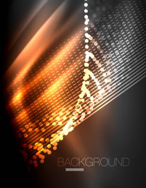 Yumuşak ışık efekti, parlak parlak neon koyu arka plan üzerinde düz çizgiler. Enerji Teknoloji fikir. Vektör çizim