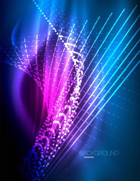 Yumuşak ışık efekti, parlak parlak neon koyu arka plan üzerinde düz çizgiler. Enerji Teknoloji fikir