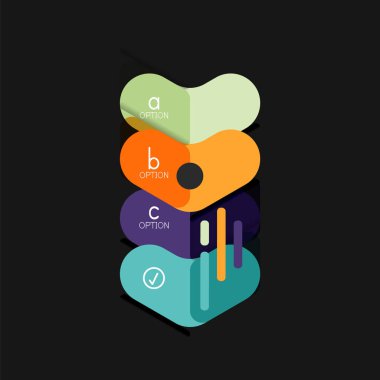 Düz tasarım geometrik infographics, ok şekli vektör etiket veya etiket, Fiyat etiketleri, promosyon rozet, simgesi tasarım, kağıt tarzı düzeni verileri grafik görselleştirme adım adım süreci için için teklif