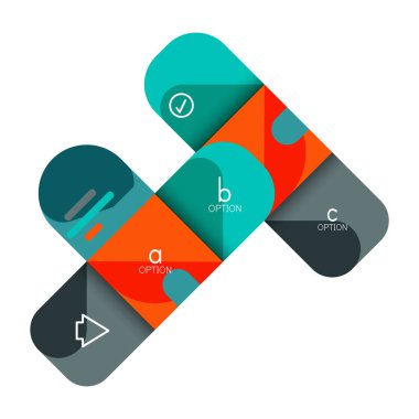 Infographics seçeneği ve adım adım içinde yuvarlak kareler, grafik, grafik, diyagram seçenekleri, parçalar, süreçleri ile unsuru