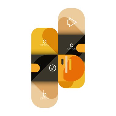 Infographics seçeneği ve adım adım içinde yuvarlak kareler, grafik, grafik, diyagram seçenekleri, parçalar, süreçleri ile unsuru