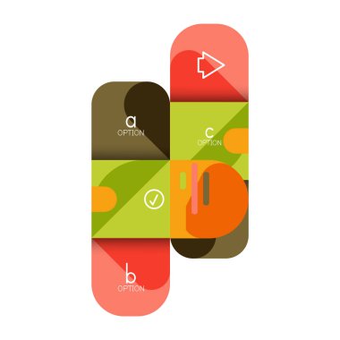 Infographics seçeneği ve adım adım içinde yuvarlak kareler, grafik, grafik, diyagram seçenekleri, parçalar, süreçleri ile unsuru