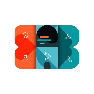 Infographics seçeneği ve adım adım içinde yuvarlak kareler, grafik, grafik, diyagram seçenekleri, parçalar, süreçleri ile unsuru