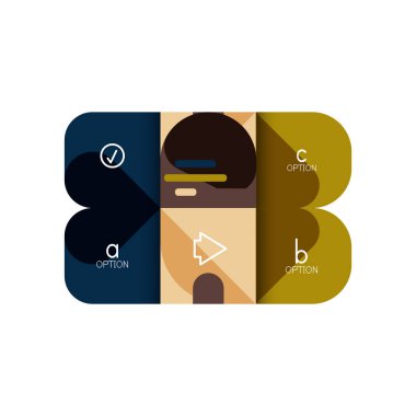 Infographics seçeneği ve adım adım içinde yuvarlak kareler, grafik, grafik, diyagram seçenekleri, parçalar, süreçleri ile unsuru