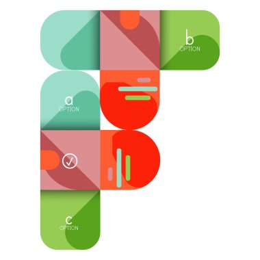 Infographics seçeneği ve adım adım içinde yuvarlak kareler, grafik, grafik, diyagram seçenekleri, parçalar, süreçleri ile unsuru