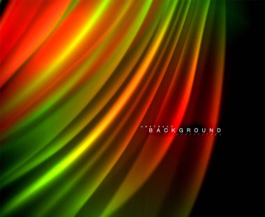 Neon parlayan dalga, sihirli enerji ve ışık arka plan. Vektör duvar kağıdı şablonu