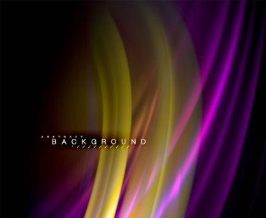 Neon parlayan dalga, sihirli enerji ve ışık arka plan. Vektör duvar kağıdı şablonu