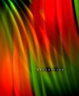 Neon parlayan dalga, sihirli enerji ve ışık arka plan. Vektör duvar kağıdı şablonu