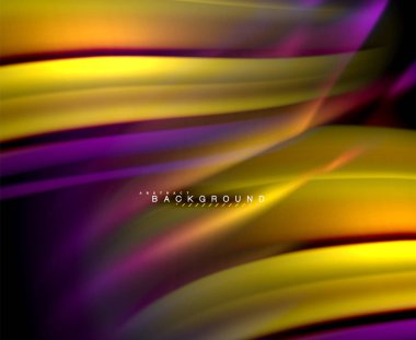 Neon parlayan dalga, sihirli enerji ve ışık arka plan. Vektör duvar kağıdı şablonu