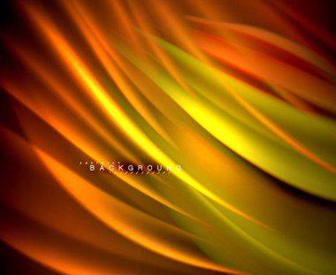 Neon parlayan dalga, sihirli enerji ve ışık arka plan. Vektör duvar kağıdı şablonu