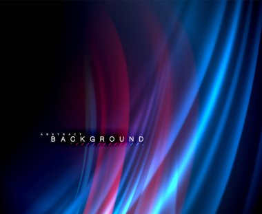 Neon parlayan dalga, sihirli enerji ve ışık arka plan. Vektör duvar kağıdı şablonu