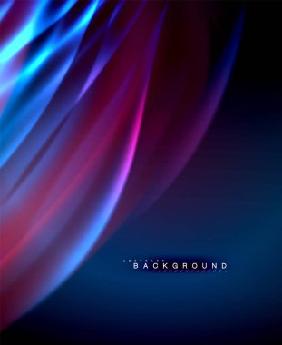 Neon parlayan dalga, sihirli enerji ve ışık arka plan. Vektör duvar kağıdı şablonu