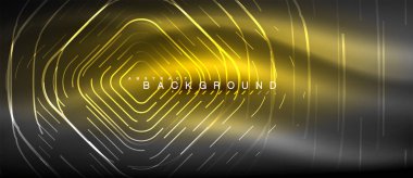 Neon parlayan çizgiler, sihirli enerji uzay ışığı konsepti, soyut arka plan duvar kağıdı tasarımı