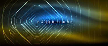 Neon parlayan çizgiler, sihirli enerji uzay ışığı konsepti, soyut arka plan duvar kağıdı tasarımı