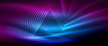 Neon parlayan dalga, sihirli enerji ve ışık arka plan. Duvar kağıdı şablonu, yüksek teknoloji gelecek kavramı