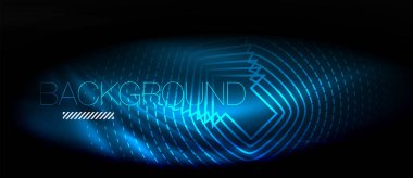 Neon parlayan dalga, sihirli enerji ve ışık arka plan. Duvar kağıdı şablonu, yüksek teknoloji gelecek kavramı