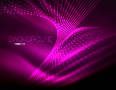 Yumuşak ışık efekti, parlak parlak neon koyu arka plan üzerinde düz çizgiler. Enerji Teknoloji fikir