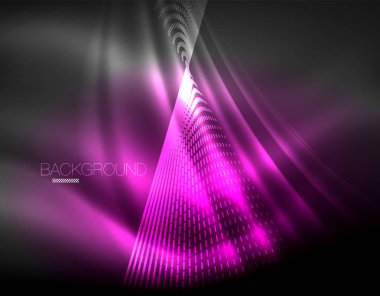 Yumuşak ışık efekti, parlak parlak neon koyu arka plan üzerinde düz çizgiler. Enerji Teknoloji fikir