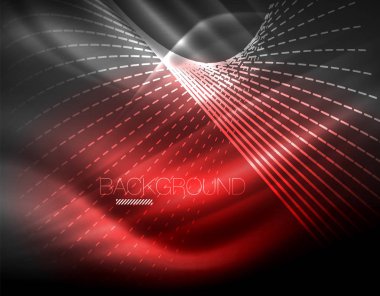 Yumuşak ışık efekti, parlak parlak neon koyu arka plan üzerinde düz çizgiler. Enerji Teknoloji fikir