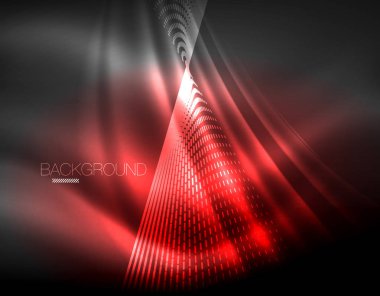 Yumuşak ışık efekti, parlak parlak neon koyu arka plan üzerinde düz çizgiler. Enerji Teknoloji fikir