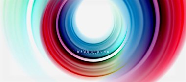 Gökkuşağı sıvı renkli arka plan - girdap ve daireler, bükülmüş sıvı renkler, renkli mermer veya plastik dalgalı doku zemin, çok renkli şablonu için iş veya teknoloji