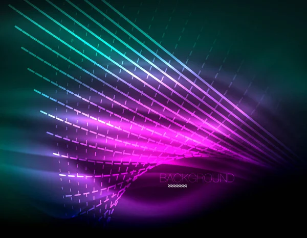 Yumuşak ışık efekti, parlak parlak neon koyu arka plan üzerinde düz çizgiler. Enerji Teknoloji fikir