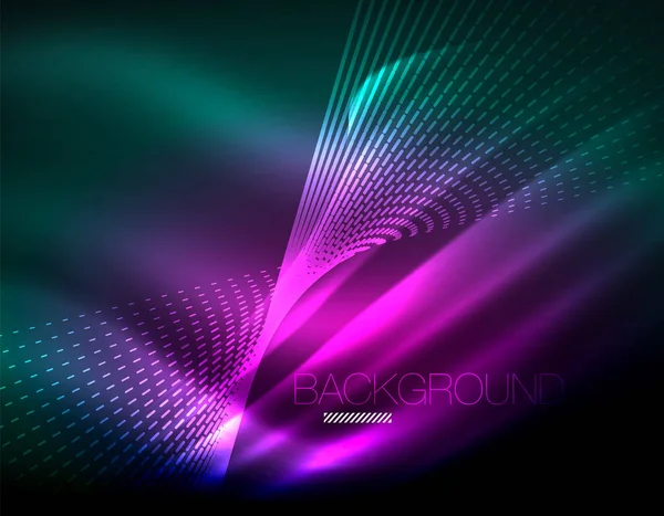 Yumuşak ışık efekti, parlak parlak neon koyu arka plan üzerinde düz çizgiler. Enerji Teknoloji fikir