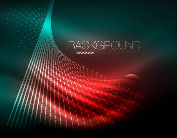 Yumuşak ışık efekti, parlak parlak neon koyu arka plan üzerinde düz çizgiler. Enerji Teknoloji fikir