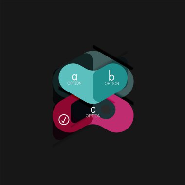 Düz tasarım geometrik infographics, ok şekli vektör etiket veya etiket, Fiyat etiketleri, promosyon rozet, simgesi tasarım, kağıt tarzı düzeni verileri grafik görselleştirme adım adım süreci için için teklif