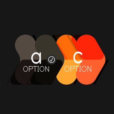 Düz tasarım geometrik infographics, ok şekli vektör etiket veya etiket, Fiyat etiketleri, promosyon rozet, simgesi tasarım, kağıt tarzı düzeni verileri grafik görselleştirme adım adım süreci için için teklif