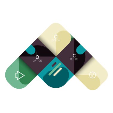 Infographics seçeneği ve adım adım içinde yuvarlak kareler, grafik, grafik, diyagram seçenekleri, parçalar, süreçleri ile unsuru