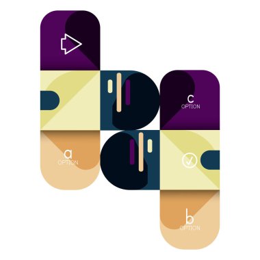 Infographics seçeneği ve adım adım içinde yuvarlak kareler, grafik, grafik, diyagram seçenekleri, parçalar, süreçleri ile unsuru