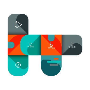 Infographics seçeneği ve adım adım içinde yuvarlak kareler, grafik, grafik, diyagram seçenekleri, parçalar, süreçleri ile unsuru