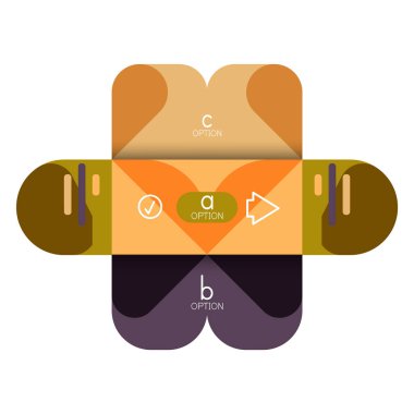 Infographics seçeneği ve adım adım içinde yuvarlak kareler, grafik, grafik, diyagram seçenekleri, parçalar, süreçleri ile unsuru