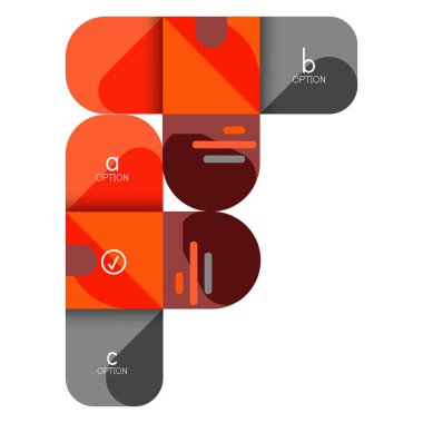 Infographics seçeneği ve adım adım içinde yuvarlak kareler, grafik, grafik, diyagram seçenekleri, parçalar, süreçleri ile unsuru