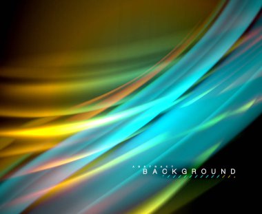 Neon parlayan dalga, sihirli enerji ve ışık arka plan. Vektör duvar kağıdı şablonu