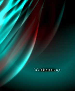 Neon parlayan dalga, sihirli enerji ve ışık arka plan. Vektör duvar kağıdı şablonu