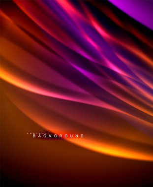 Neon parlayan dalga, sihirli enerji ve ışık arka plan. Vektör duvar kağıdı şablonu