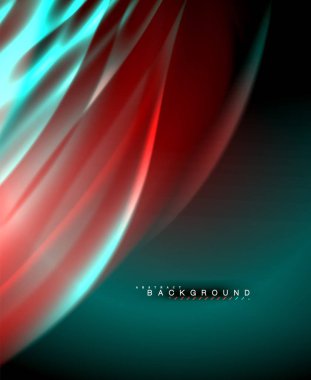 Neon parlayan dalga, sihirli enerji ve ışık arka plan. Vektör duvar kağıdı şablonu