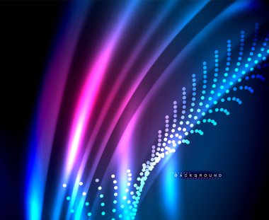 Neon parlayan techno hatları, yüksek teknoloji fütüristik arka plan şablonu kare şekilleri ile