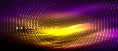 Neon parlayan çizgiler, sihirli enerji uzay ışığı konsepti, soyut arka plan duvar kağıdı tasarımı